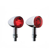 Custom Chrome Chrome Turn Signals LED Tail Mini Bullet Marker Red Lens 12V Pair Fit For Harley